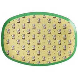 RICE Melamin Rechteckiger Kinderteller mit Snoopy, Gelb - 30 x 22 cm
