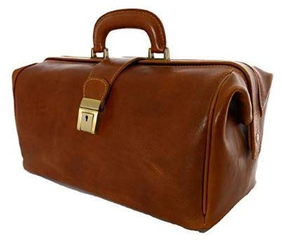 VICTOR LINE SRL Medizintasche / Doktor Uni aus echtem Leder 100% Farbe Cognac