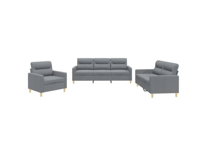 GHVBNMF 3-TLG Sofagarnitur mit Kissen Hellgrau Couch Set Wohnzimmer Bequeme Polsterecke aus atmungsaktivem Stoff und stabilen Metallbeinen für stilvolle Gemütlichkeit im Wohnzimmer.