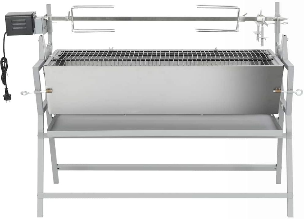 vidaXL Broche à rôtir de barbecue Fer et acier inoxydable