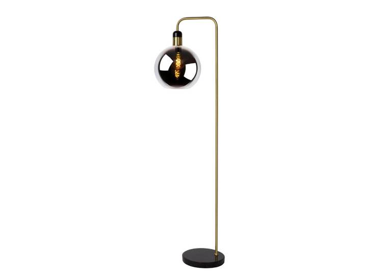 Lucide Stehleuchte Julius, Schwarz, Messingfarben, Glas, Kugel, 44x158x28 cm, Reach, Schnurschalter, Lampen & Leuchten, Innenbeleuchtung, Stehlampen, Stehlampen