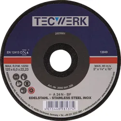 Schruppscheibe INOX D115xS6mm gekr.INOX Bohr.22,23mm TECWERK