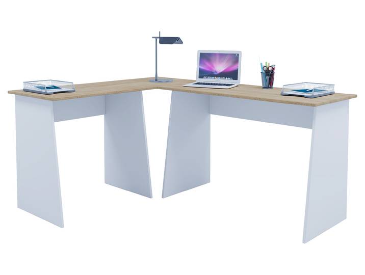 Bureau d'angle VCM \ Masola\ Bureau\, table d'ordinateur\, couleur blanc/marron