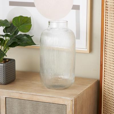 ARCILLA ELEMENTAL Clear Glass Ribbed Decorative Vase