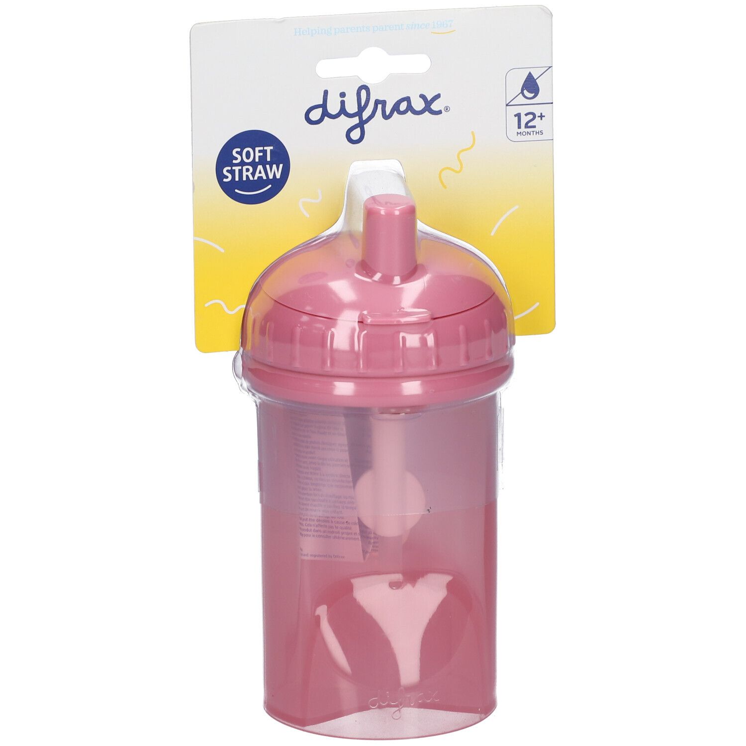 Difrax Antilek Rietjesbeker Raspberry 250 ml Flaschen