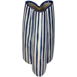 Streifen-Vase aus Steingut Blau – Höhe 37 cm