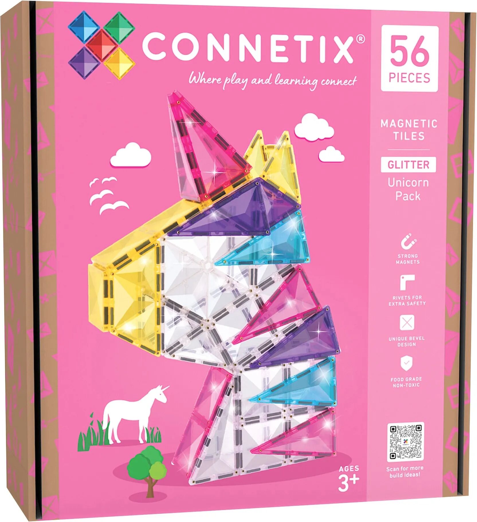 Connetix Glitter Unicorn pack - 56 pièces Glitter taille unique