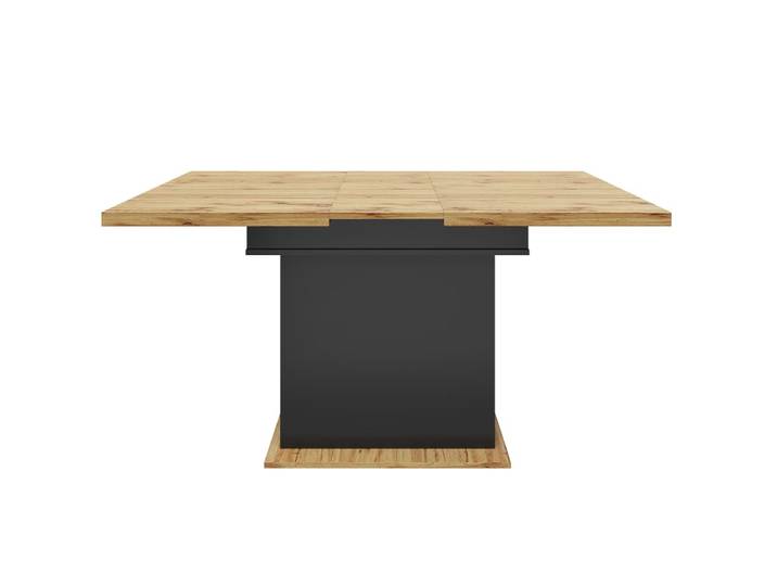 Table extensible avec rangement et étagère, 110-140×80cm, noir/naturel