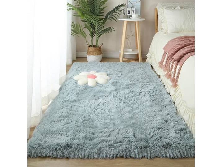 Tapis - ZGEER - Shaggy - 120x160 cm - Gris - Antidérapant