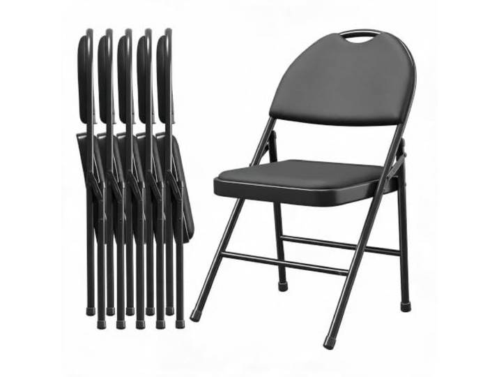 FairyLee 6er-Set Klappstühle 50x80x50cm Mit PU-Leder-Sitz Stapelbar rutschfest Trägt Bis Zu 150 kg
