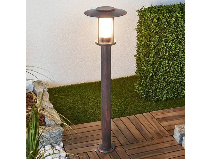 LED Wegeleuchte Pavlos Lindby, braun / rost, Edelstahl, Landhaus / Rustikal, LED Außenleuchte