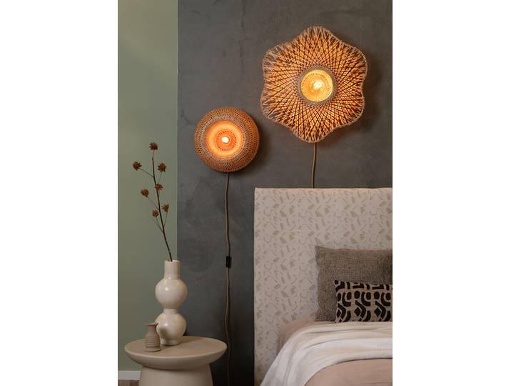 Applique murale Ø 60cm Marron Fer anodisé Bambou E27