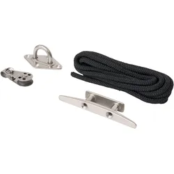 Seilspanngarnitur WINDHAGER "Seilzug Set, Zubehör für Sonnensegel", silber (silberfarben), 1 Stk., Gardinenbefestigungen, Montageset aus Edelstahl, robust und langlebig