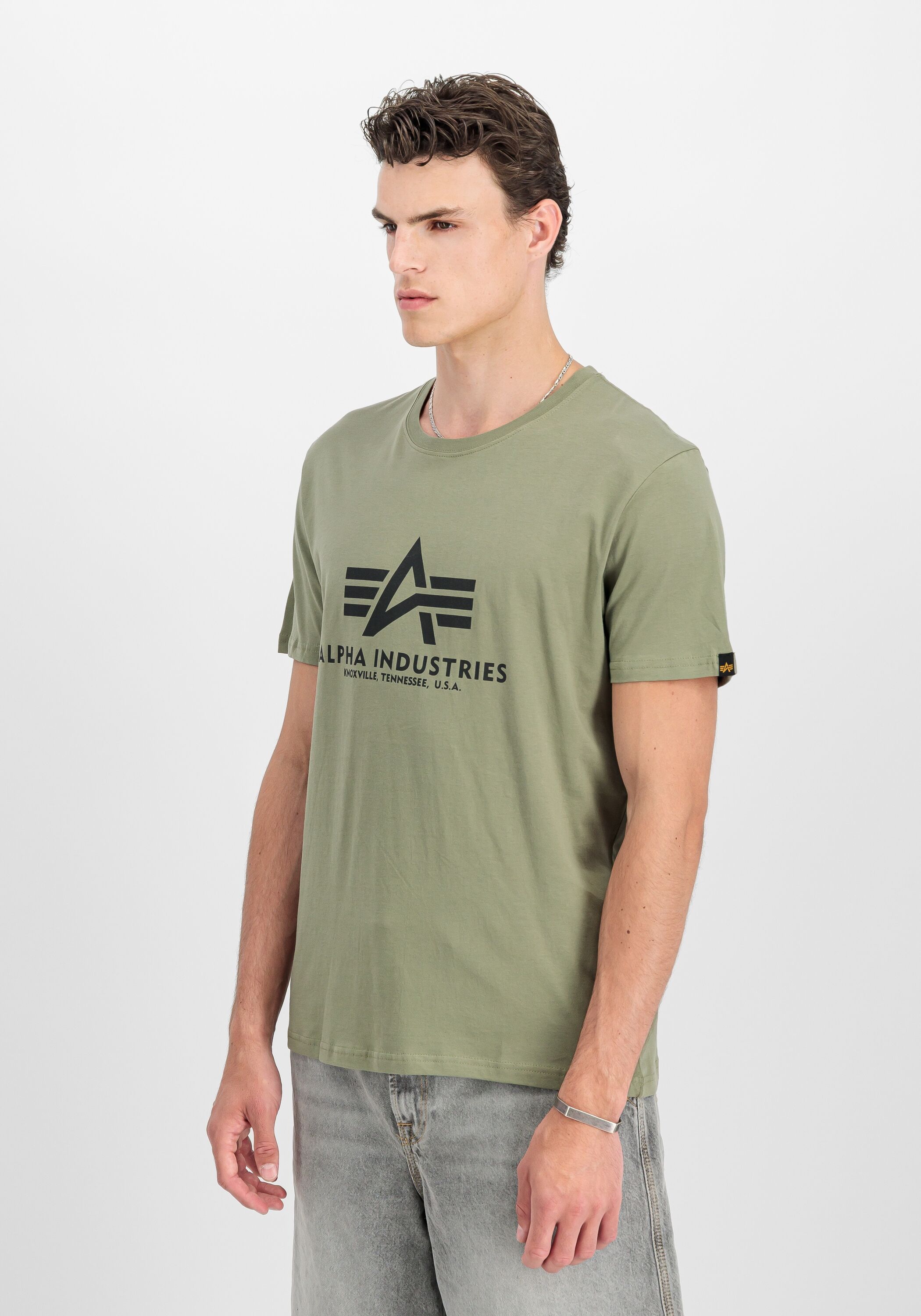 T-Shirt ALPHA INDUSTRIES "Basic BL T-Shirt", Herren, Gr. S, grün (olive), Obermaterial: 100% Baumwolle, Shirts T-Shirt olive S