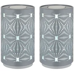 2x LED Tischlampe Tischleuchte Wohnzimmerlampe RGB Farbwechsel Grau Metall H14cm