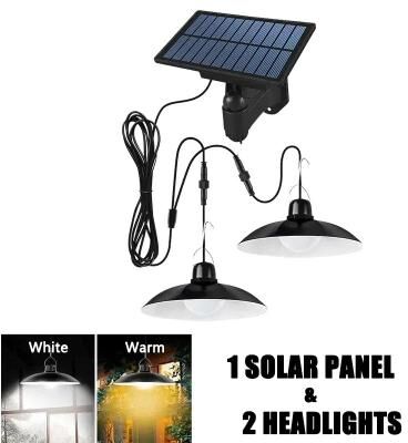Uplifted Finds Solar Pendant Lamp Waterproof Chandelier white 2 Head (normal Type)