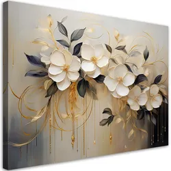 WANDBILD blumen weiß gemalt