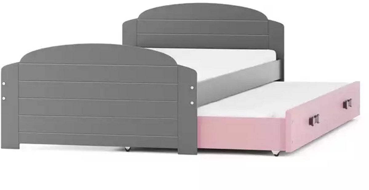 BMS Lili Uitbreidbaar Jeugdbed met Laadkast - Grafiet/Pink - 90x200 cm