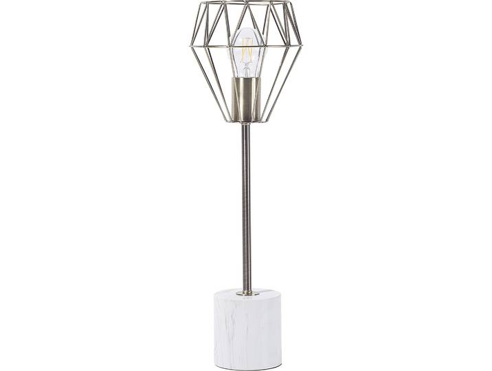 BELIANI Tischlampe Gold Metall 53 cm Glühbirnen-Optik Schirm Diamantform Lampenfuß Marmoroptik Kabel mit Schalter Modernes Design