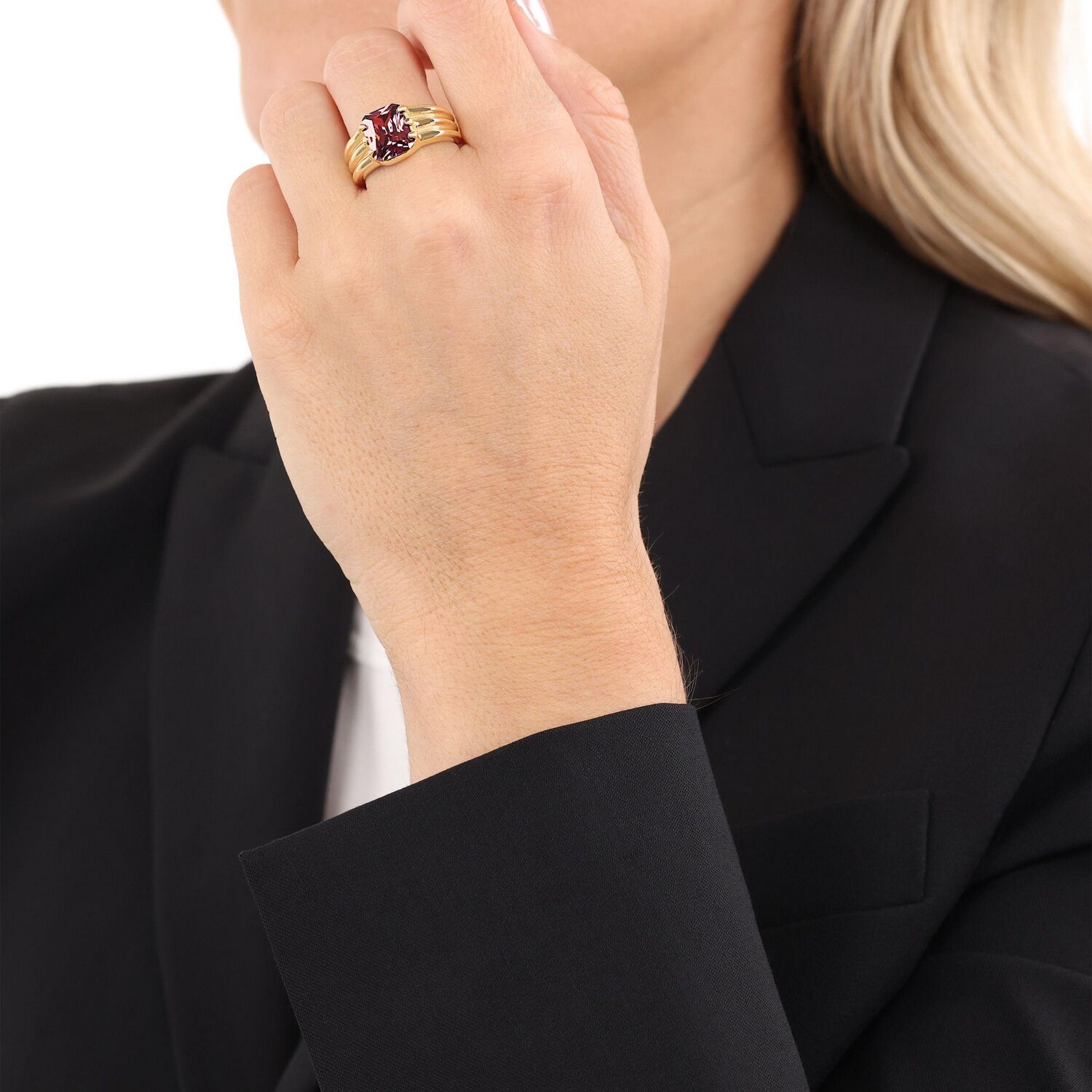 Joop! Fingerring JOOP "Schmuck, Geschenk" Gr. 60, gold (gelbgoldfarben, lila), Fingerringe, Damen, 60, Edelstahl, 3mm, Fingerring, mit Zirkonia (synth.)