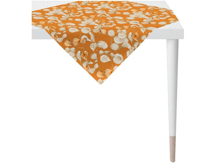 Mitteldecke APELT 3400 , orange (orange, beige), B:85cm L:85cm, Baumwolle, Polyester, Tischdecken, Mitteldecke