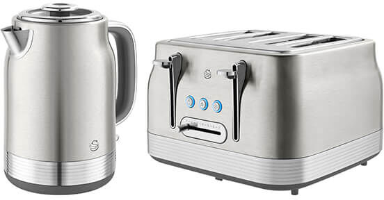 Swan Retro Revive Stainless Steel Jug Kettle & 4 Slot Toaster Set