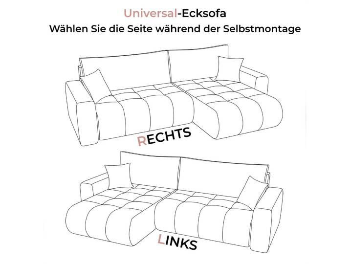 Ecksofa CLOUD mit Schlaffunktion und Bettkasten, Wind 84