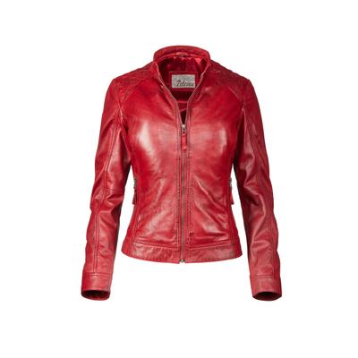 Lederjacke 7ELEVEN "SEROSALI", Damen, Gr. 36, rot, Obermaterial: 100% Lammleder LEL. Futter: 100% Polyester PES. 100% Polyester PES., uni, regular fit, Jacken, mit Stehkragen