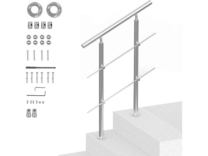 Vevor Railing RVS Trapleuning Leuning 2 Dwarsbalken 800x104x1060mm
