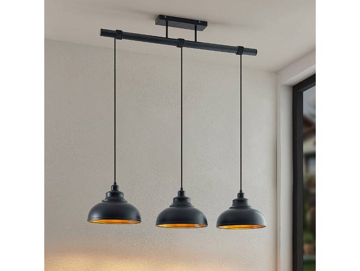 Suspension luminaire Emna Lindby, dimmable, noir, Salon / Salle à manger, Métal, Vintage, Suspension