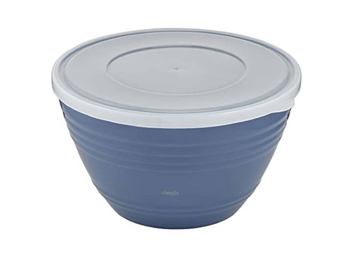 Emsa Prep&Bake Kunststoff-Rührschüssel 4,15 L, mit konservierendem Deckel für die Aufbewahrung im Kühlschrank, rutschfester Boden, perfekte Stabilität beim Mischen, spülmaschinenfest, stapelbar K32541