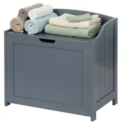 Relaxdays Wäschetruhe mit Soft-Close-Deckel Grau