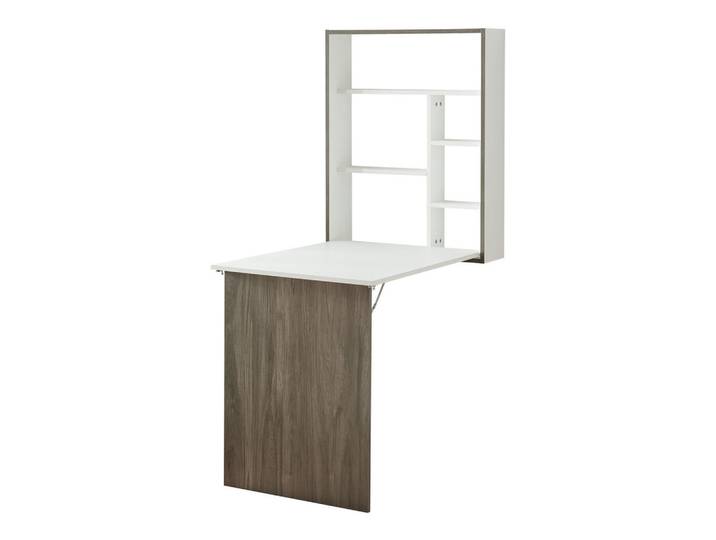 [en.casa] Wandklapptisch Greve, Naturfarben, Weiß, Holzwerkstoff, Rechteckig, 76.5x71.5x58.5 cm, Esszimmer, Esstische