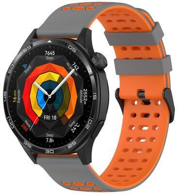 Everyday Crate Huawei Watch 22mm Band Two Tone Silicone Watch Strap With Quick Release Design grey+orange