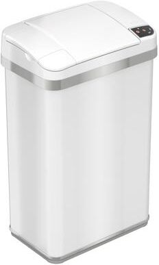 iTouchless 4 Gal White Stainless Steel Sensor Bathroom Trash Can