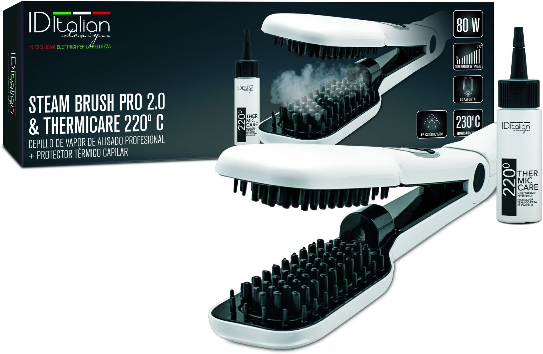 Italian Design Brosse vapeur Pro 2.0 & Thermicare Lisseur   blanc - Refurbished