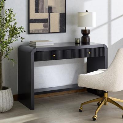 SAFAVIEH Couture Liabella 48-Inch Curved Metal Drawer Desk, Black