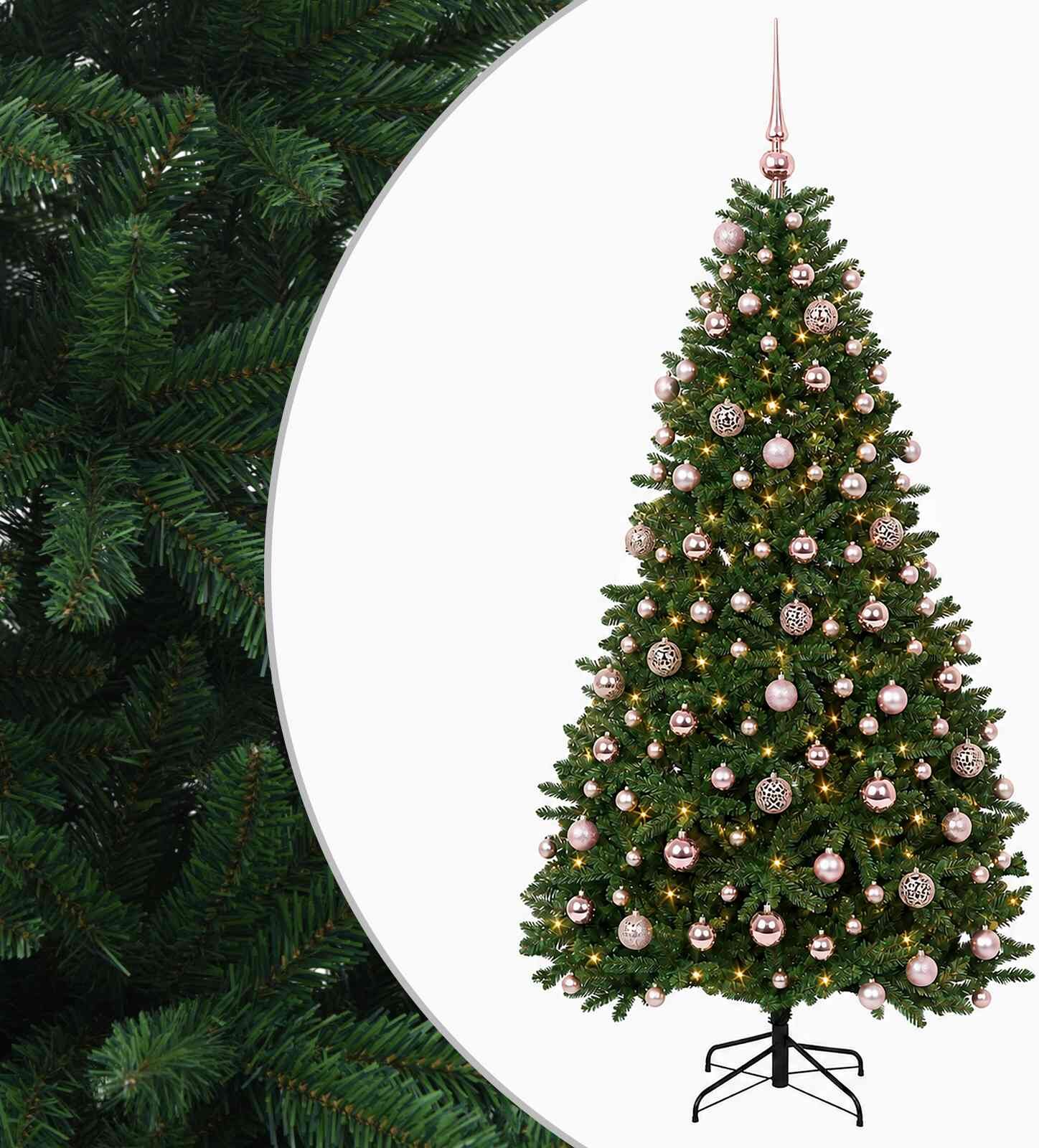 vidaXL Sapin de Noël artificiel vert moyen avec boules 180 cm 300 LED