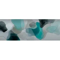 EUROART Wandbild 50 x 140 cm Organic Shapes Teal II Aluminium Blau
