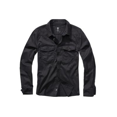 Langarmhemd BRANDIT "Brandit Herren Flanellshirt", Herren, Gr. 7XL, US-Größen, schwarz, 100% Baumwolle, unifarben, normal, Hemden