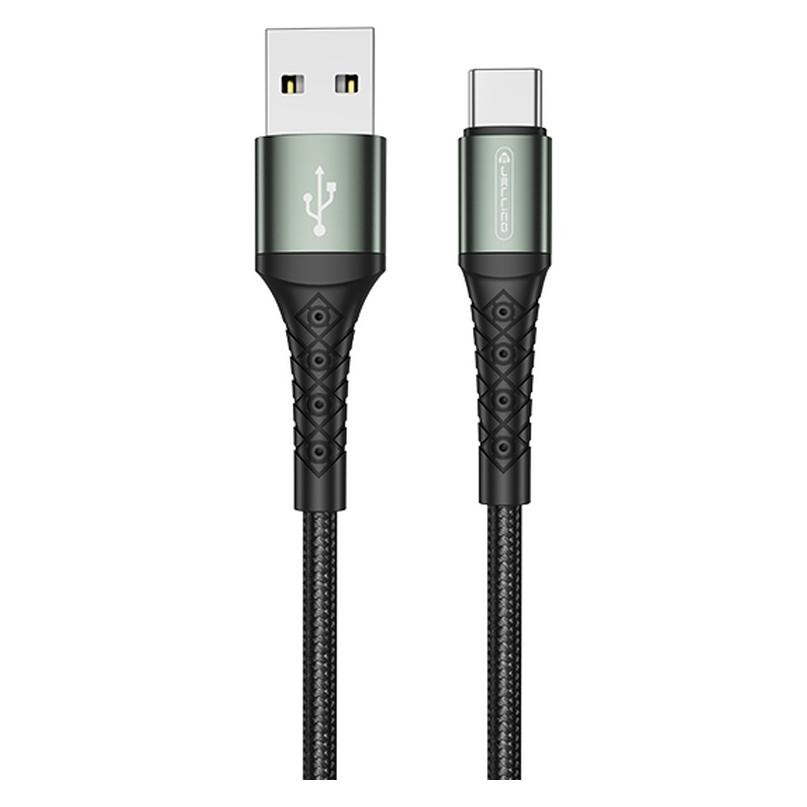 Jellico B12 Nylon Braided Universal USB-C to USB Data&Fast 3.1A Charger Cable 2m (2 m) (B12TPCBK)