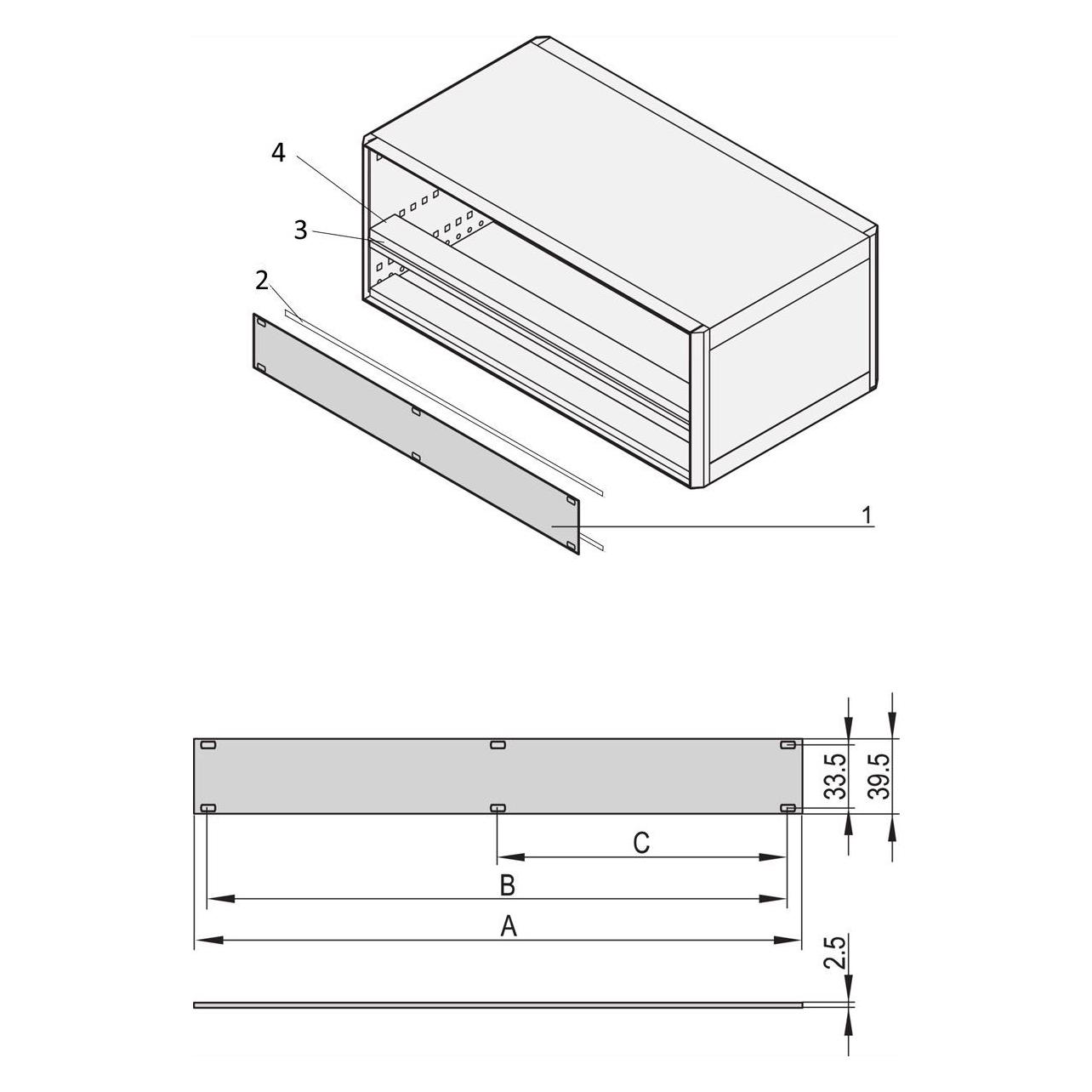 Schroff Frontplatten ungeschirmt - TEILFRONTPLATTE 1HE 84TE (20850426)