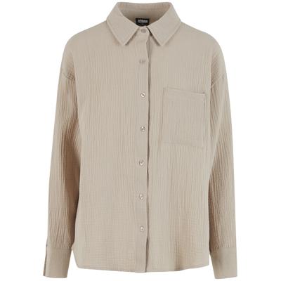 Klassische Bluse URBAN CLASSICS "Urban Classics Ladies Oversized Musselin Blouse", Damen, Gr. 5XL, beige (chalkdust), 100% Baumwolle, Blusen