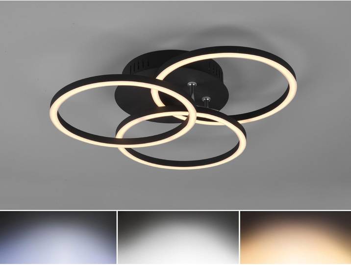 Reality LED Deckenleuchte Circle schwarz matt Fernbedienung
