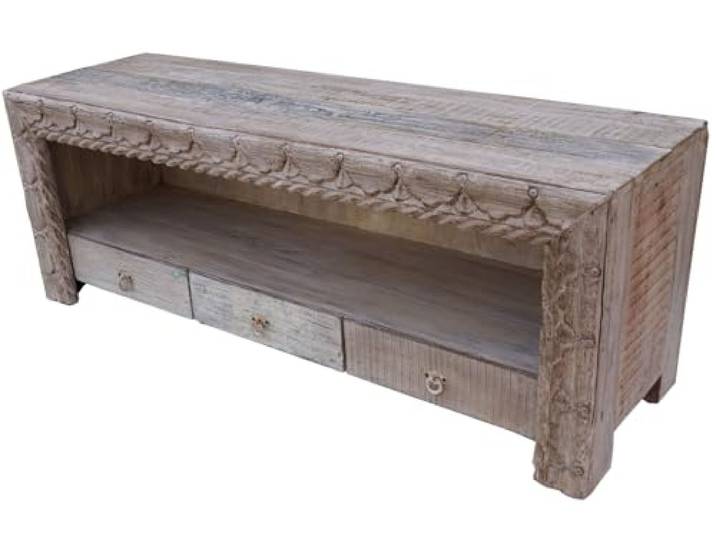 Lowboard, Fernsehtisch, flache Kommode im Vintage Look, Holz, Modell 3