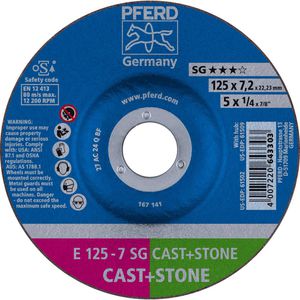 PFERD-TOOLS Schruppscheibe E 125-7 SG CAST+STONE, 125 x 7,2mm, gekröpft, 2 Stück