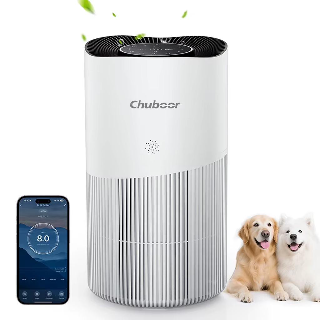 Luftreiniger - PJ10 - H13-HEPA-Filter - WLAN-Steuerung - Entfernt PM2,5 und Tiergerüche - CADR 402 m³/h - Für bis zu 120 m² - Weiß