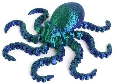 Uplifted Goods Flexible Movable Octopus Fidget Toy 3D Printed Desktop Ornament green 6.69 In
