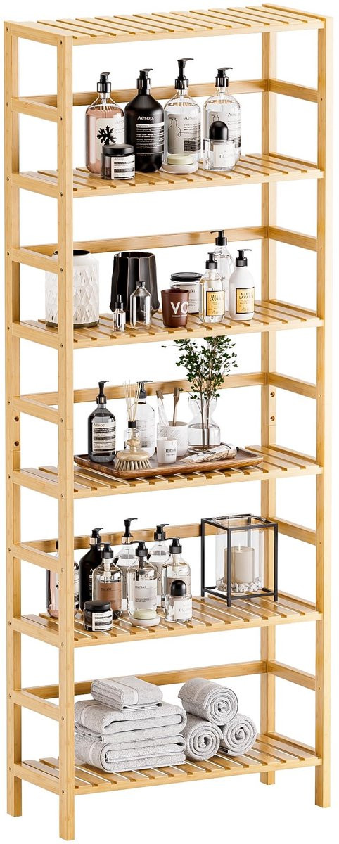 Dailygoods 6-laags Boekenplank van Bamboe - Vrijstaand Boekenkast met Verstelbare Planken