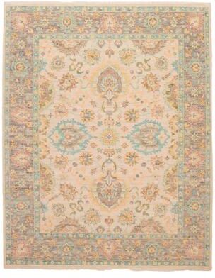 ECARPETGALLERY Hand-knotted Modern Oushak Ivory Wool Rug - 8'1 x 10'2